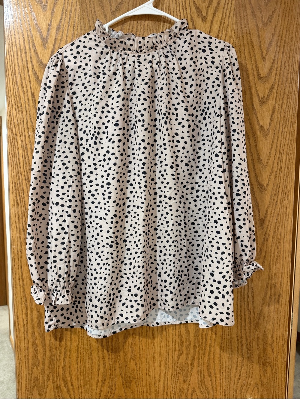 Women's Cream Polka Dot Long-Sleeve Skirt